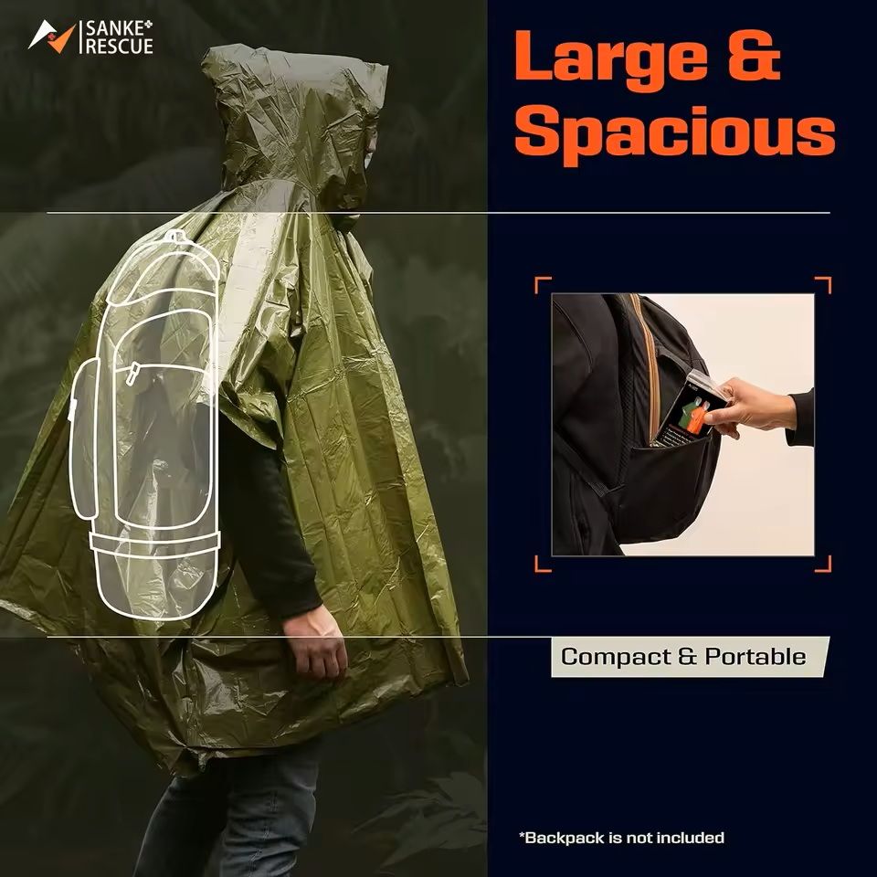 Emergency Waterproof Thermal Rain Poncho Blanket 5