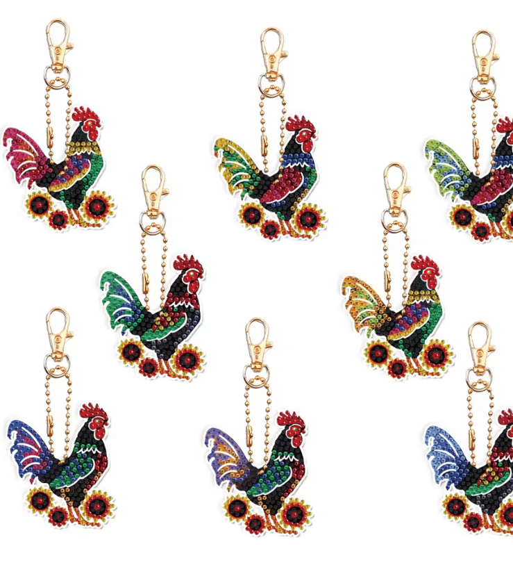 DIY Diamond Art Keychain Set 8 Piece Butterfly And Bird Kit For Adults And Craft Lovers 3