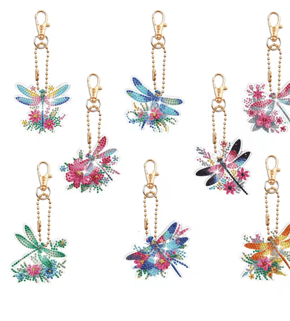 DIY Diamond Art Keychain Set 8 Piece Butterfly And Bird Kit For Adults And Craft Lovers 4