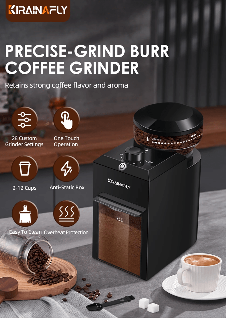 Electric Burr Coffee Grinder With 28 Settings For Espresso French Press And Drip Brewing 2