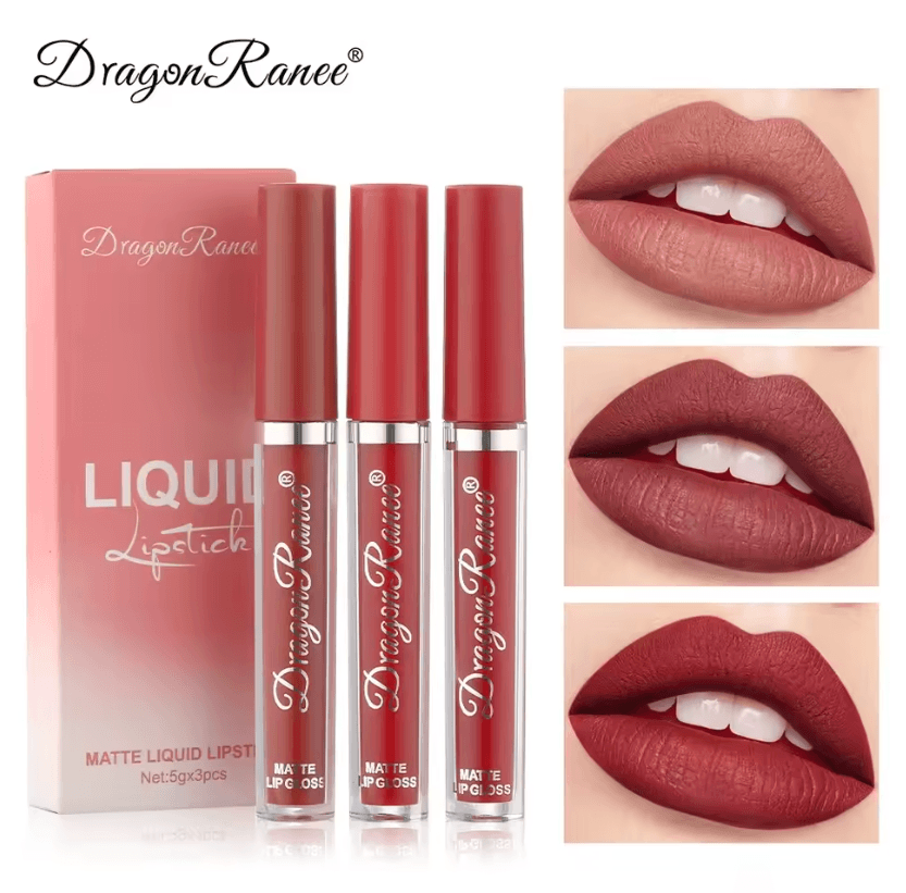 Matte Liquid Lipstick Set 3 Piece Long Lasting Waterproof Korean Beauty Makeup 1