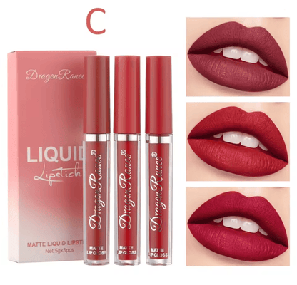 Matte Liquid Lipstick Set 3 Piece Long Lasting Waterproof Korean Beauty Makeup 4