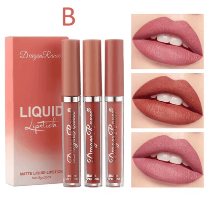Matte Liquid Lipstick Set 3 Piece Long Lasting Waterproof Korean Beauty Makeup 3