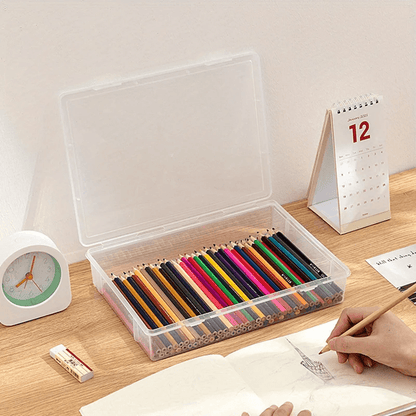 Large Capacity Transparent Pencil Case Plastic Storage Box For Markers Sketch Pens And School Suppl 1