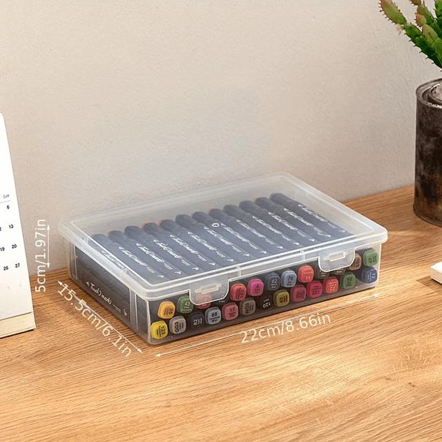 Large Capacity Transparent Pencil Case Plastic Storage Box For Markers Sketch Pens And School Suppl 2