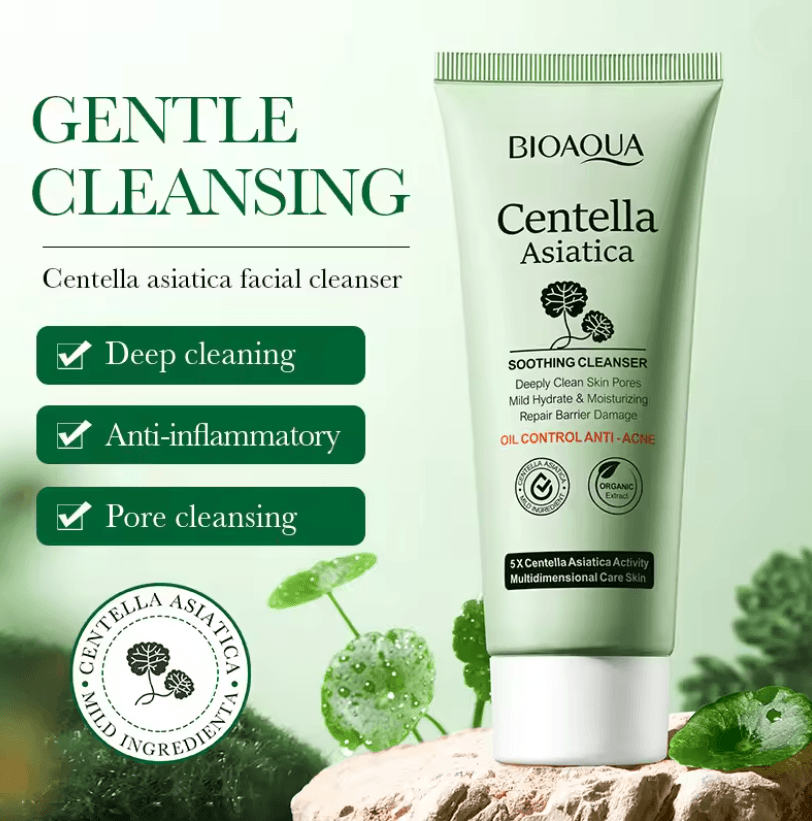 Centella Asiatica Facial Cleanser by BIOAQUA Gentle Foam Wash for Oil Control and Moisturizing Care
