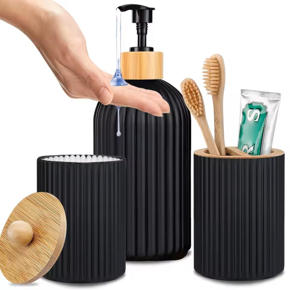 Bathroom Organizer Set Soap Dispenser and Storage Containers