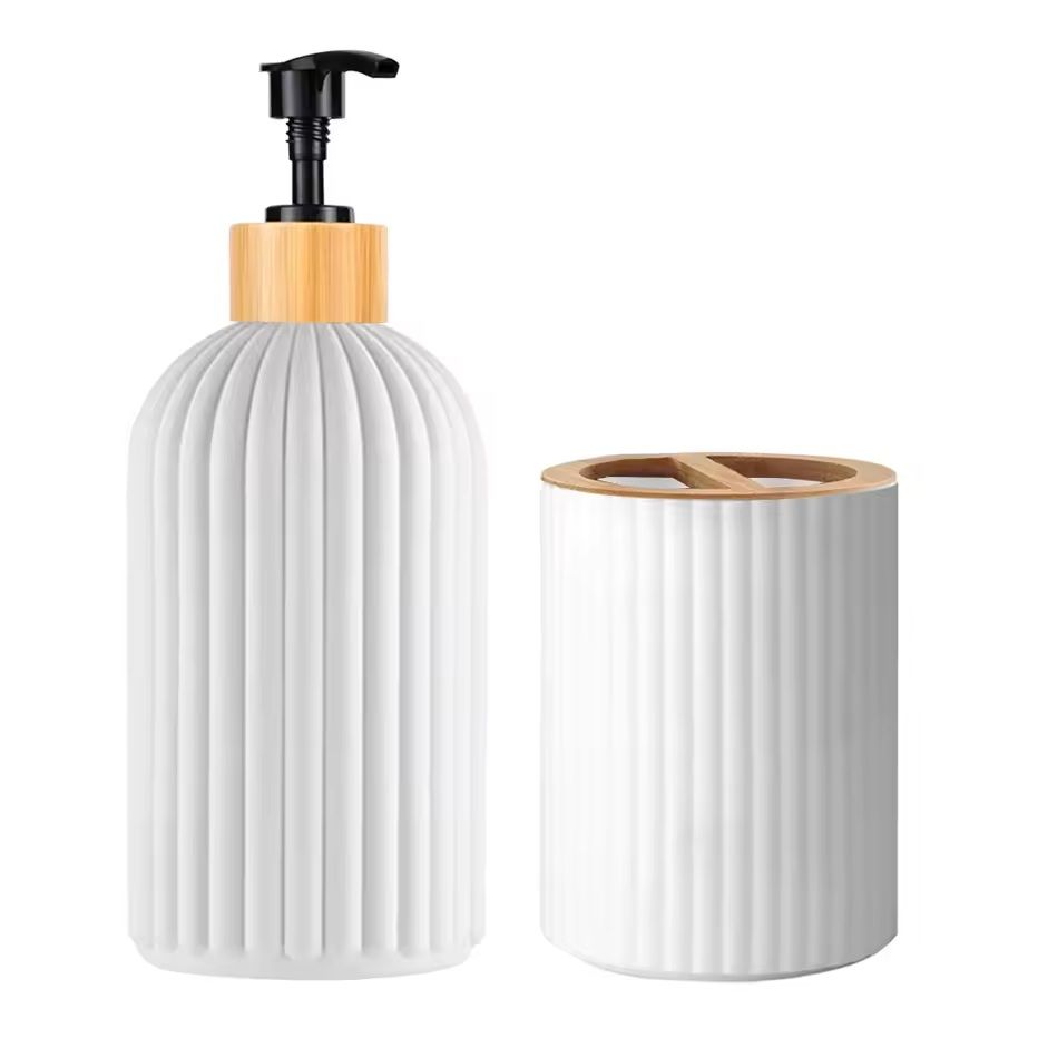 Bathroom Organizer Set Soap Dispenser And Storage Containers 7