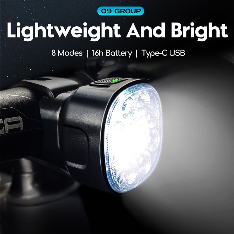 Rechargeable Bike Lights Set, High Brightness LED Bicycle Front & Rear Lamp, Type-C USB MTB Cycling Safety Light