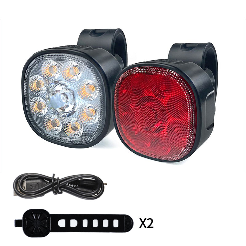 Rechargeable Bike Lights Set High Brightness LED Bicycle Front  Rear Lamp TypeC USB MTB Cycling Saf 8