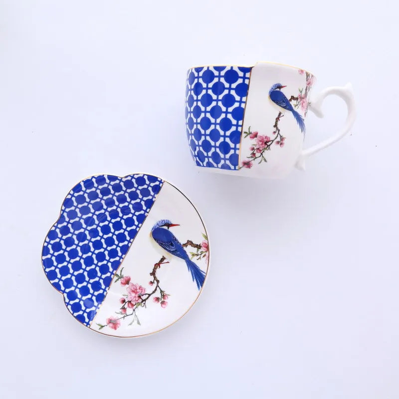 European Retro Luxury Ceramic Mug & Saucer Set, Afternoon Tea Coffee Cup for Couples, Home Drinkware, Elegant Vintage