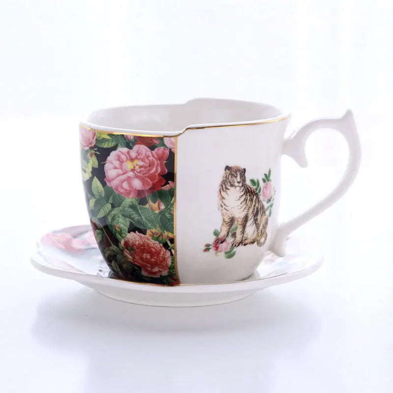 European Retro Luxury Ceramic Mug & Saucer Set, Afternoon Tea Coffee Cup for Couples, Home Drinkware, Elegant Vintage