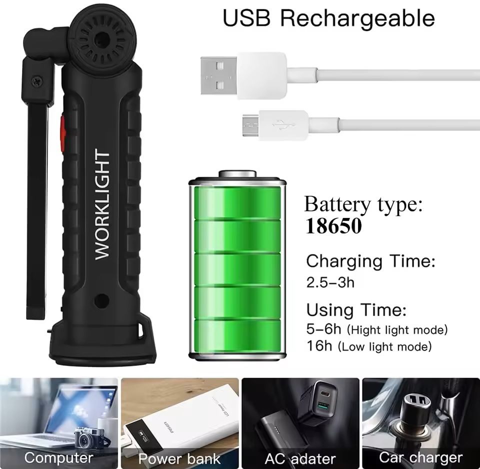Portable USB Rechargeable COB LED Work Light 3