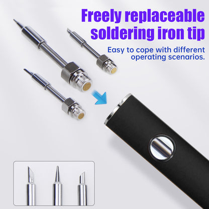 USB 650mAh Battery Pole with LED Screen, Interface Power Supply for Electric Soldering Iron, Type-C Charging Connection