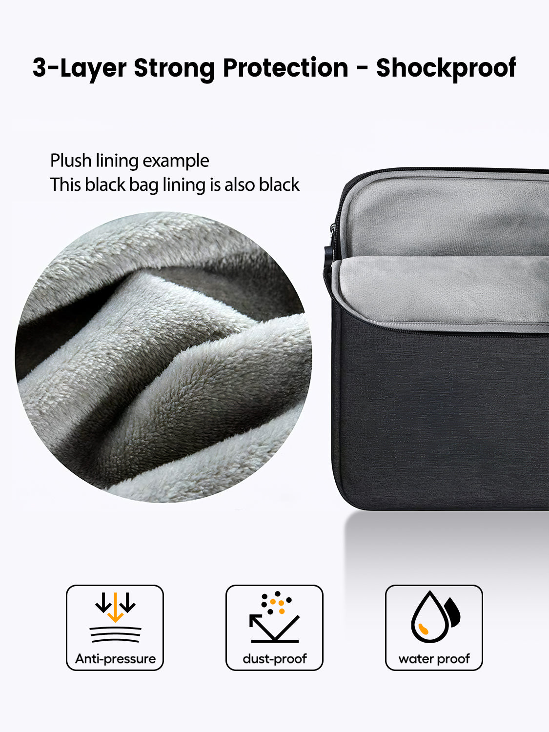 Waterproof Laptop Sleeve for UPERFECT Portable Monitor Touchscreen, Travel Case Bag with Large Side Pocket