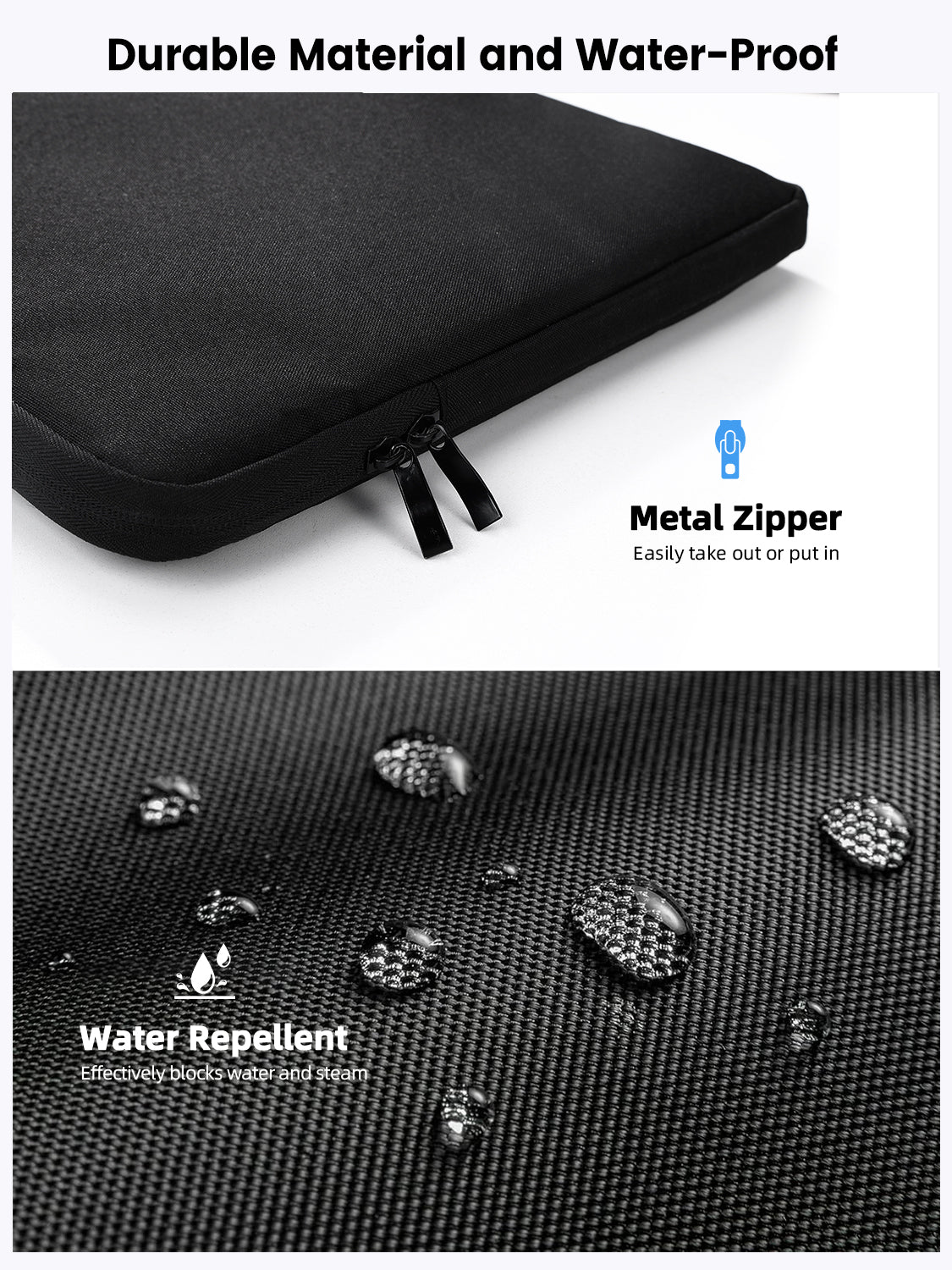 Waterproof Laptop Sleeve for UPERFECT Portable Monitor Touchscreen, Travel Case Bag with Large Side Pocket