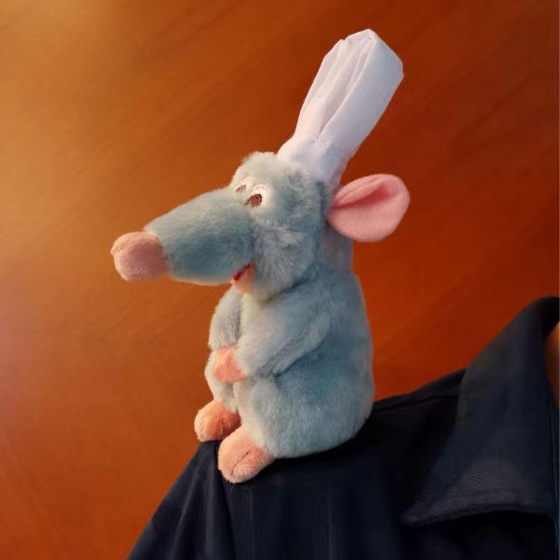 Anime Ratatouille Remy Chef Magnetic Plush Doll, Cute Shoulder Toy for Kids, Christmas Gift Room Decor Ornament