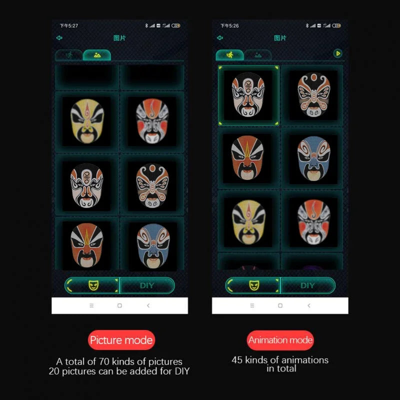 Bluetooth APP Control Smart Carnival LED Face Mask Programmable FullColor Display DIY Change Face F 2