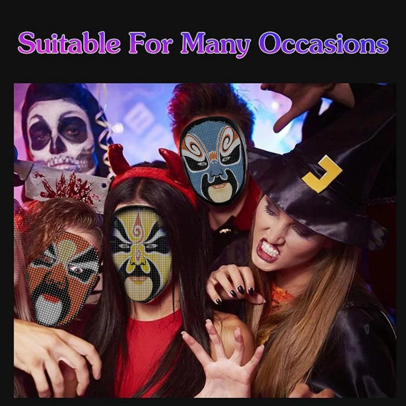 Bluetooth APP Control Smart Carnival LED Face Mask Programmable FullColor Display DIY Change Face F 3