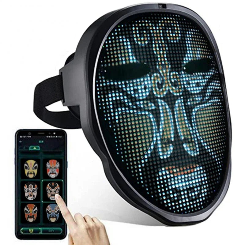Bluetooth APP Control Smart Carnival LED Face Mask Programmable FullColor Display DIY Change Face F 5
