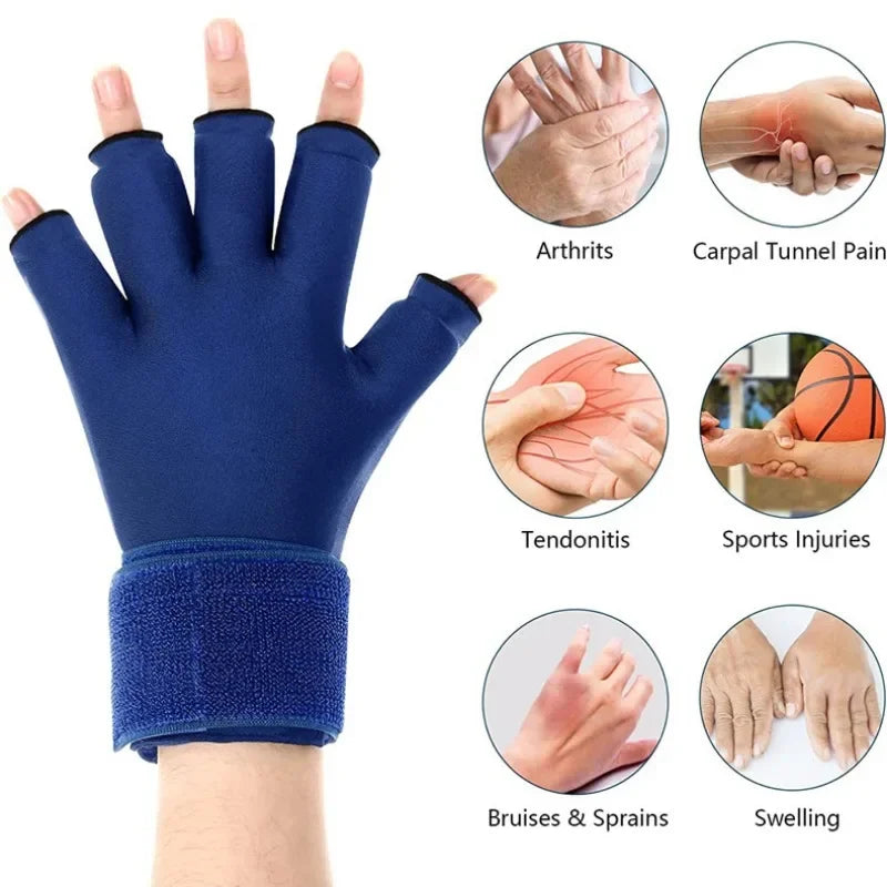 Reusable Icing Finger Steam Pack with Wrist Strap, Hot Pressing Hand & Wrist Icepack Cold Gel Pack for Pain Relief