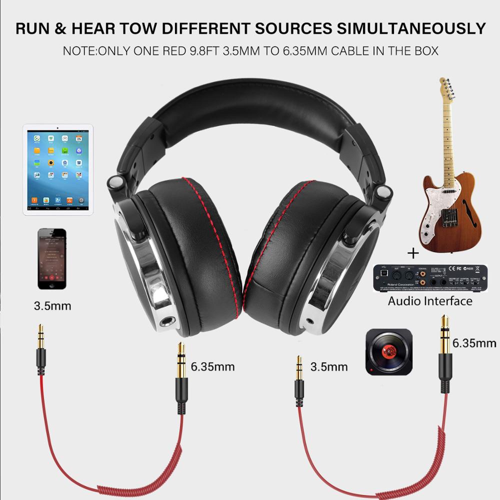 DJ Headphones Wired Studio Pro Headset With Mic HiFi Monitor Sound Dual Cable Music Headphones For  1