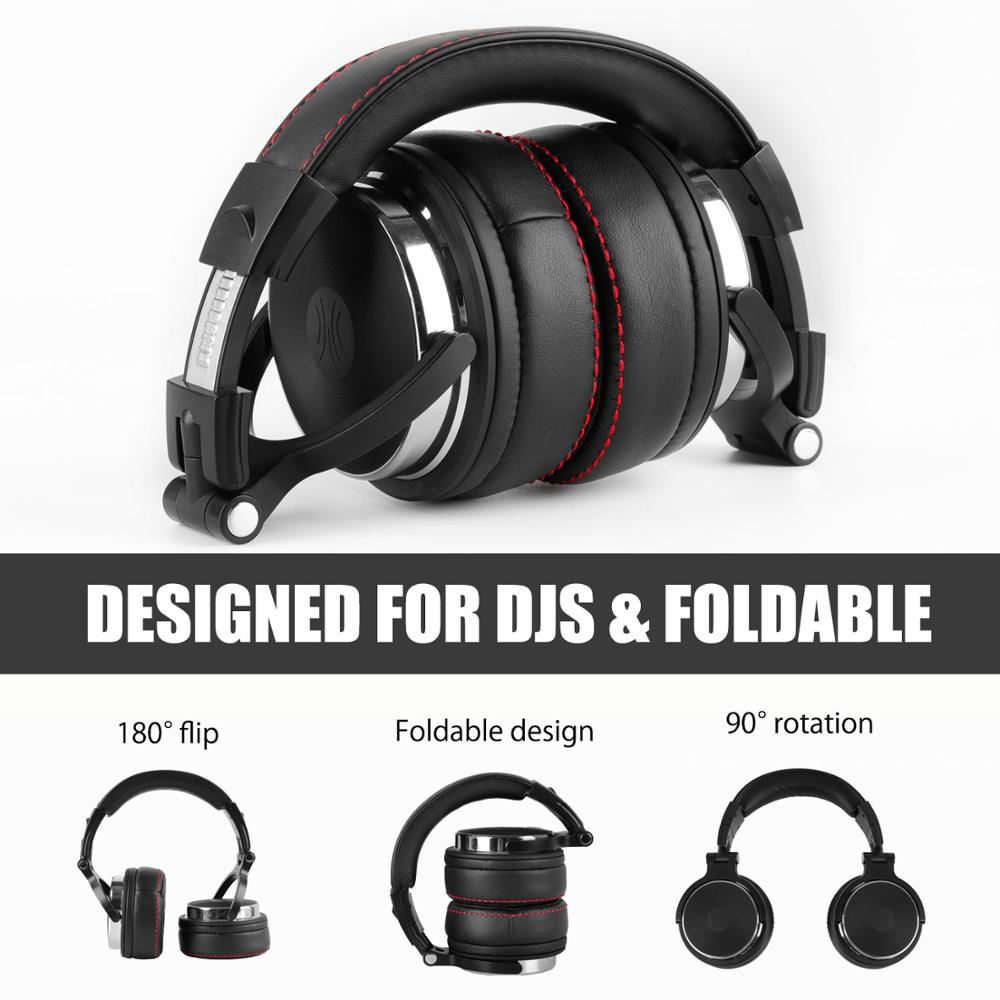 DJ Headphones Wired Studio Pro Headset With Mic HiFi Monitor Sound Dual Cable Music Headphones For  3