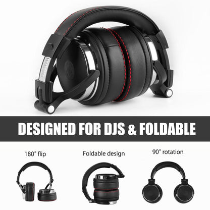 DJ Headphones Wired Studio Pro Headset With Mic HiFi Monitor Sound Dual Cable Music Headphones For  3