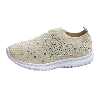 Women Fashion Crystal Sneakers Mesh Slip On Flat Shoes Breathable Outdoor Walking Loafers Comfortab 4
