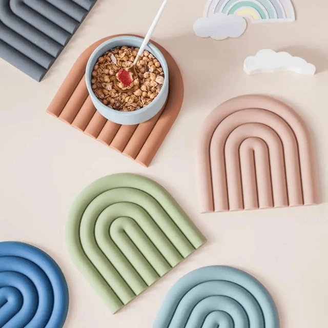 Rainbow Silicone Heat Resistant Mat For Kitchen Use As Trivet Coaster Or Pot Holder 1