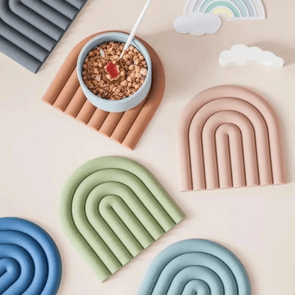 Rainbow Silicone Heat Resistant Mat For Kitchen Use As Trivet Coaster Or Pot Holder 1