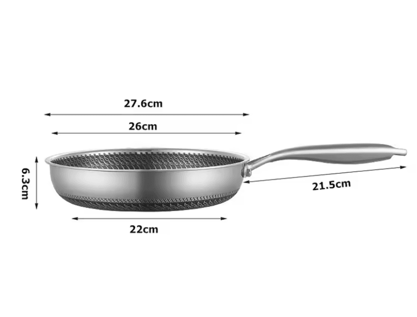 Honeycomb Stainless Steel Nonstick Frying Pan With Lid For Induction And Gas Cooktops 5