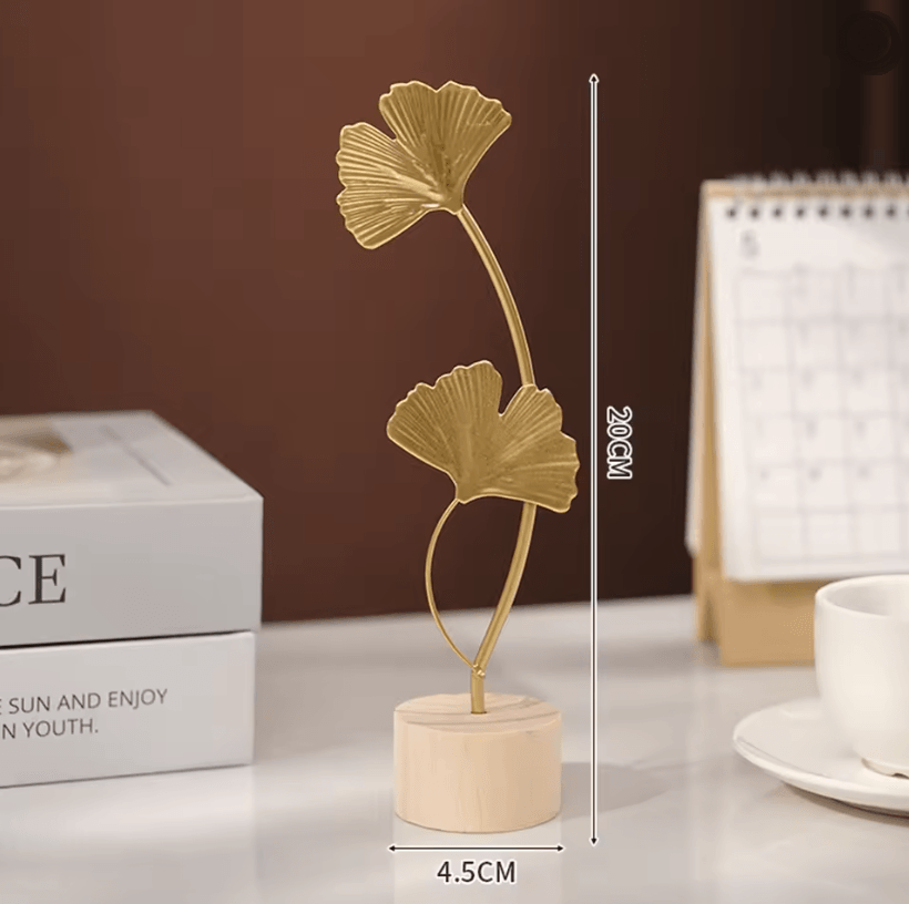 Elegant Nordic Ginkgo Leaf Sculpture Luxury Gold Desktop And Home Decor Accent 2