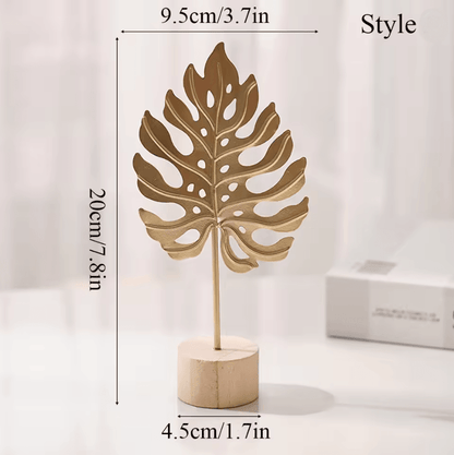 Elegant Nordic Ginkgo Leaf Sculpture Luxury Gold Desktop And Home Decor Accent 4