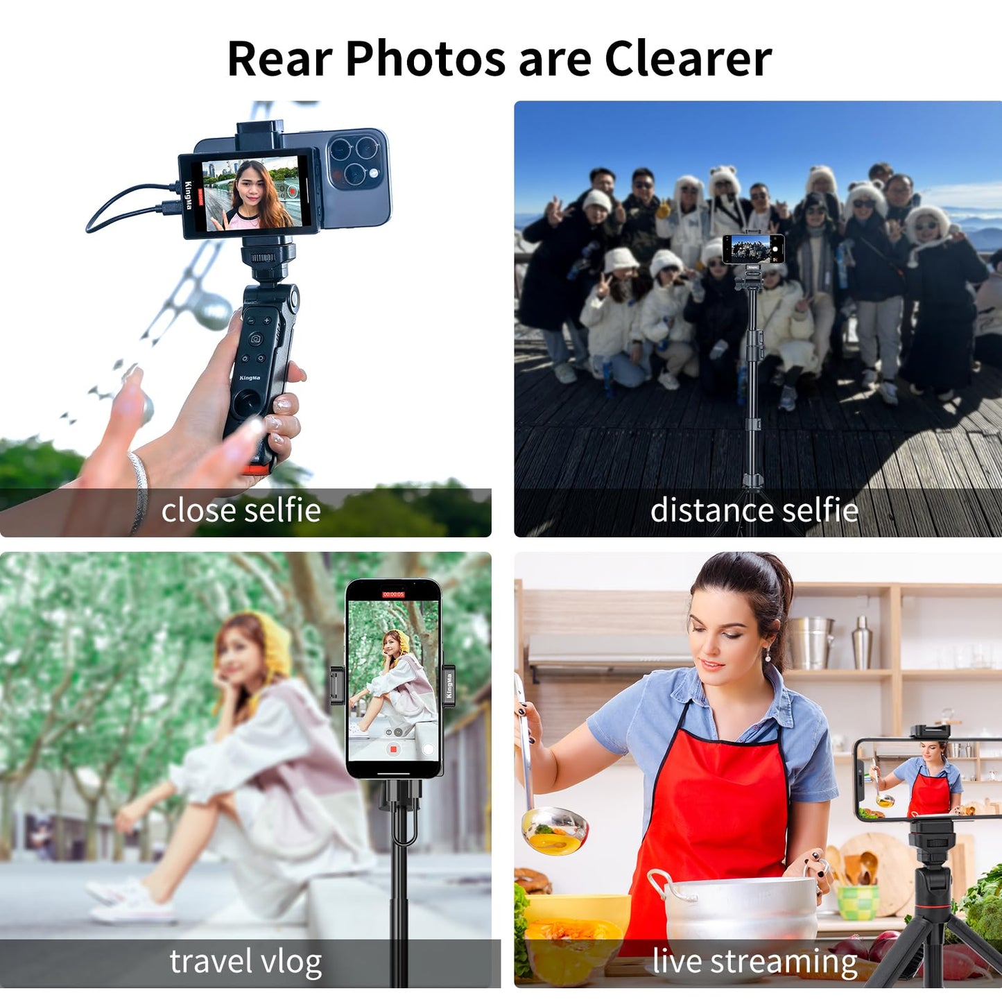 Wired Mini Monitor for iPhone Rear Camera | King Ma Vlog Selfie Screen with Bluetooth Remote & 4K 30fps for Live Stream