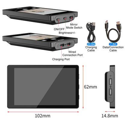 Wired Mini Monitor for iPhone Rear Camera | King Ma Vlog Selfie Screen with Bluetooth Remote & 4K 30fps for Live Stream