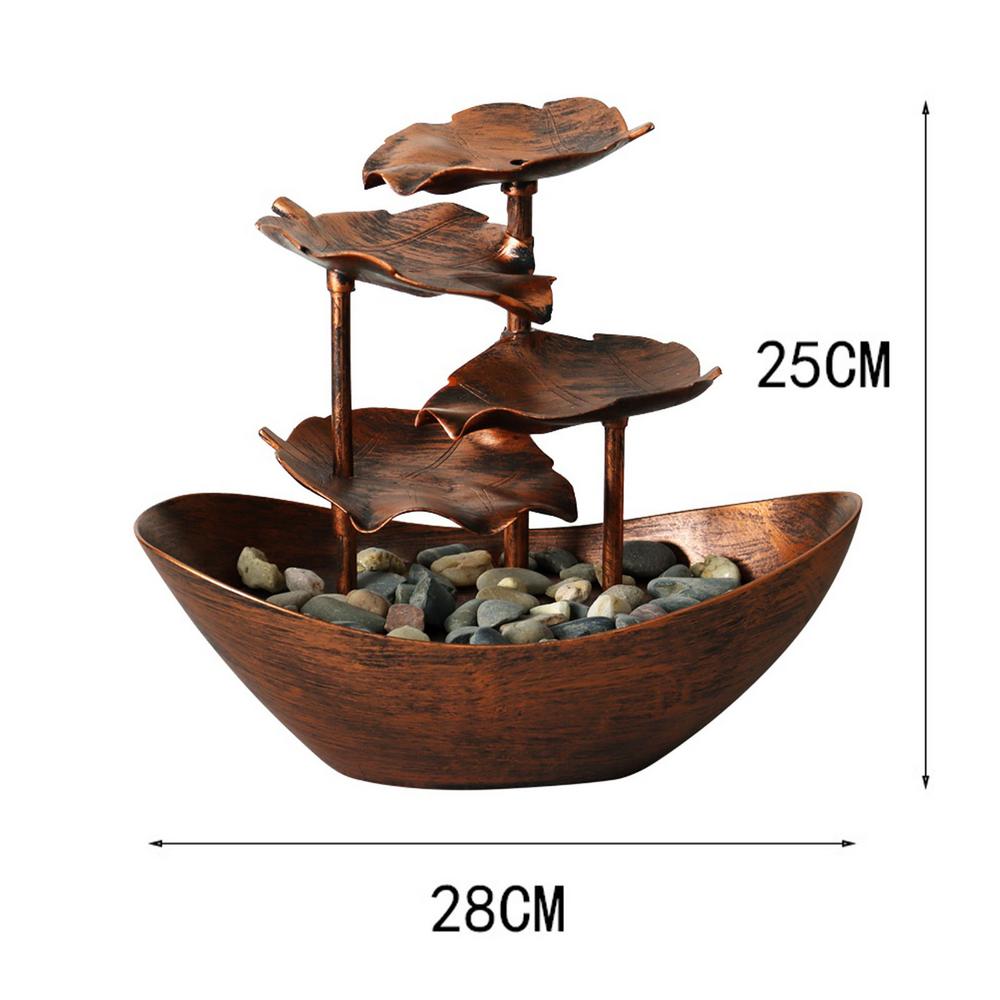 4-Tier Lotus Leaf Tabletop Water Fountain, USB Indoor Small Waterfall Fountain with Automatic Pump & LED Light for Home
