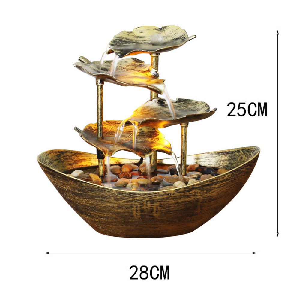 4-Tier Lotus Leaf Tabletop Water Fountain, USB Indoor Small Waterfall Fountain with Automatic Pump & LED Light for Home