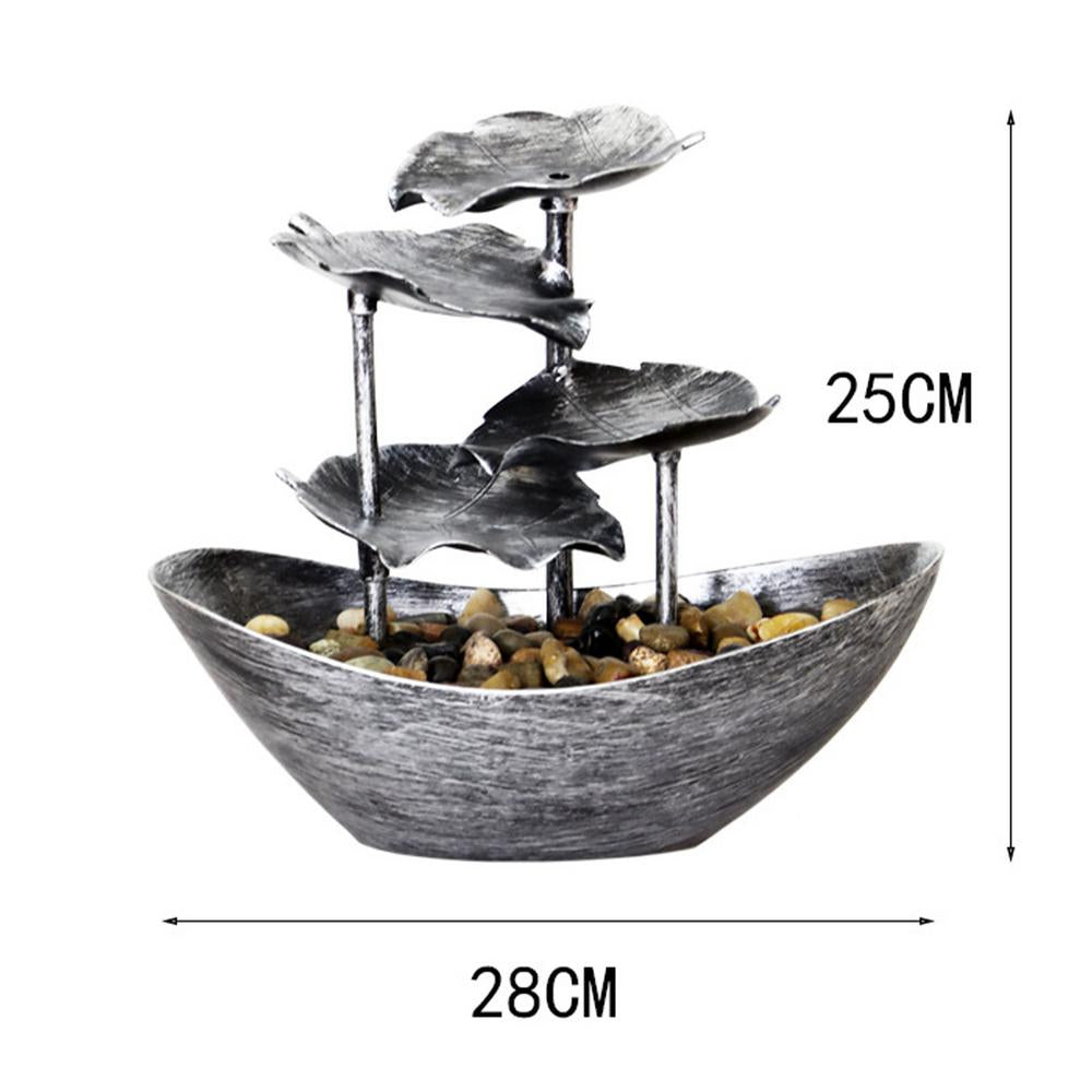 4-Tier Lotus Leaf Tabletop Water Fountain, USB Indoor Small Waterfall Fountain with Automatic Pump & LED Light for Home