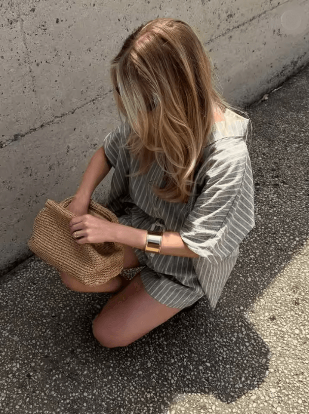 Striped Oversized Shirt And Shorts Set For Women Casual Two Piece Summer Outfit 1