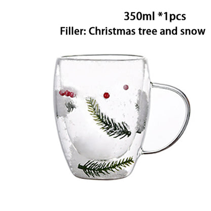 Heat Resistant Double Wall Glass Coffee Cup With Handle Insulated Tea Espresso Milk Mug Elegant Cle