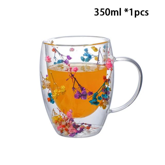 Heat Resistant Double Wall Glass Coffee Cup With Handle Insulated Tea Espresso Milk Mug Elegant Cle