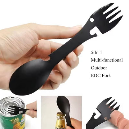 5 in 1 Stainless Steel Camping Survival Tool