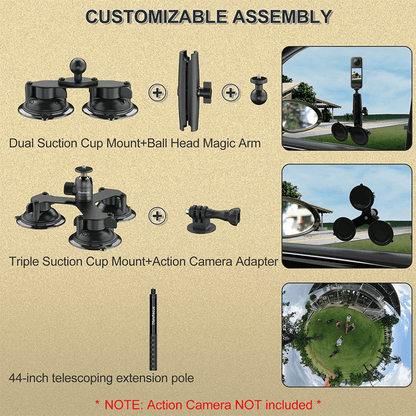 5 In 1 Suction Mount Kit For Action Cameras Compatible With Insta360 And GoPro 5