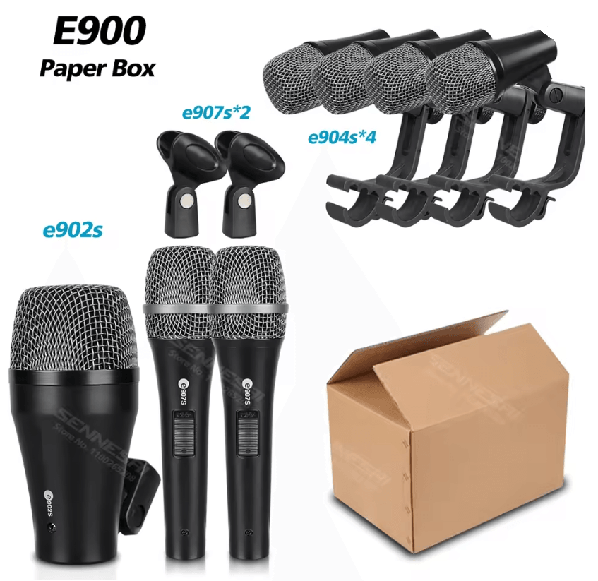SENNESAI E900 7 Piece Drum Microphone Kit For Kick Snare Tom And Cymbals 1