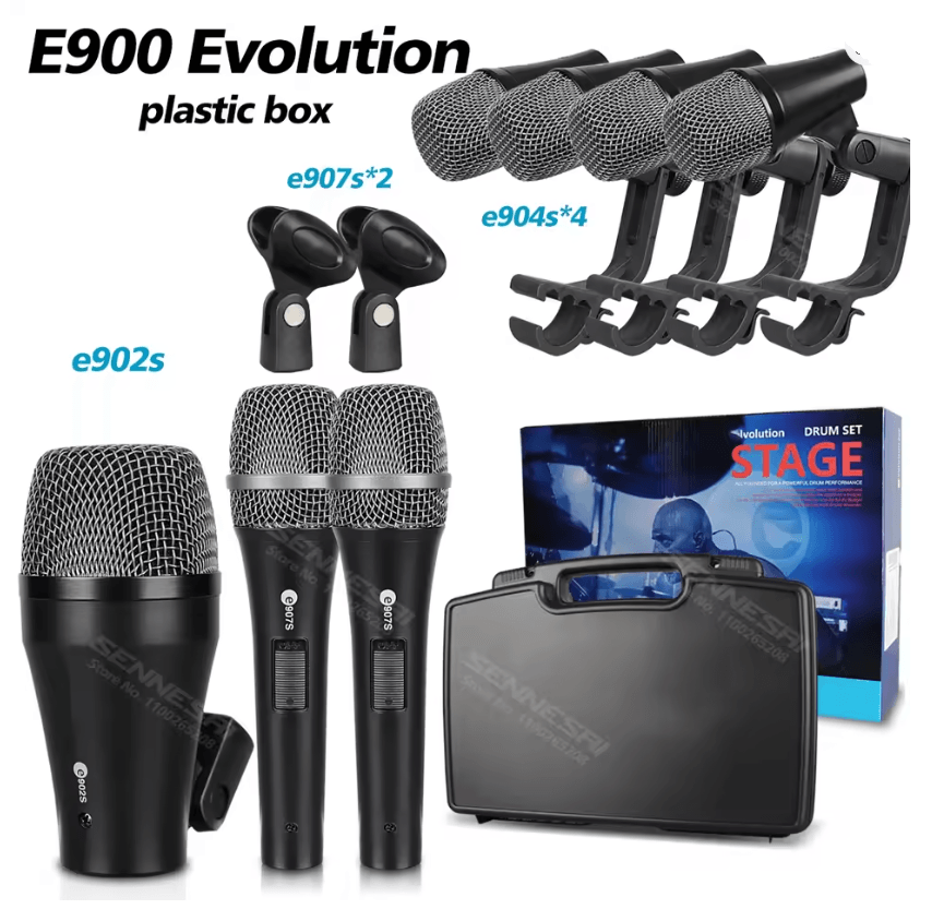 SENNESAI E900 7 Piece Drum Microphone Kit For Kick Snare Tom And Cymbals 2