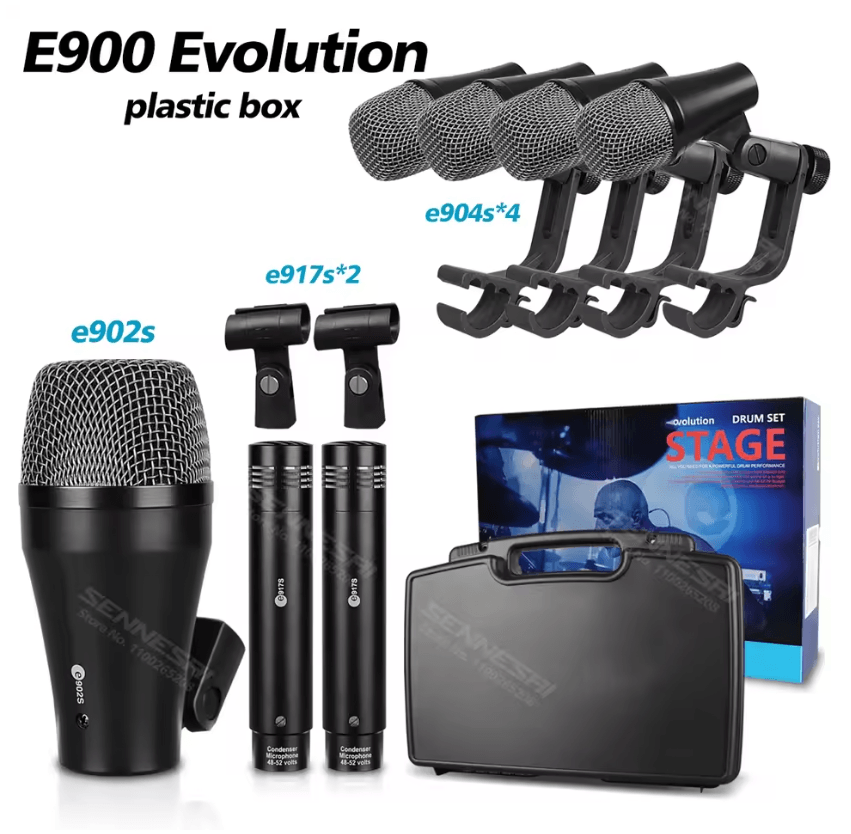 SENNESAI E900 7 Piece Drum Microphone Kit For Kick Snare Tom And Cymbals 3