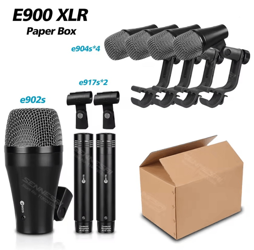SENNESAI E900 7 Piece Drum Microphone Kit For Kick Snare Tom And Cymbals 4