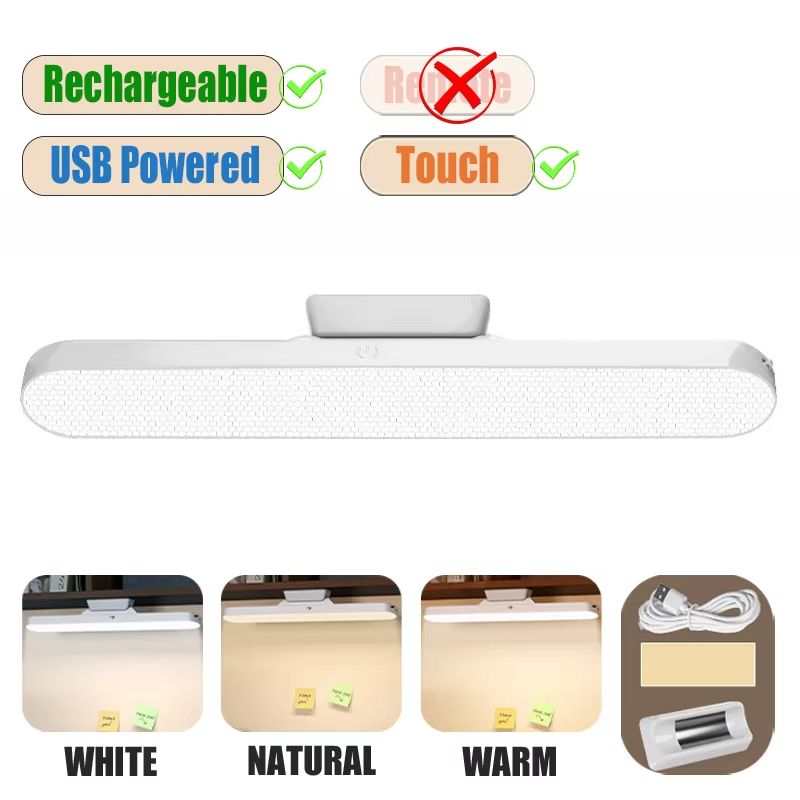 LED Magnetic Desk Lamp With Remote Control USB Rechargeable Eye Protection Light For Reading And St 7
