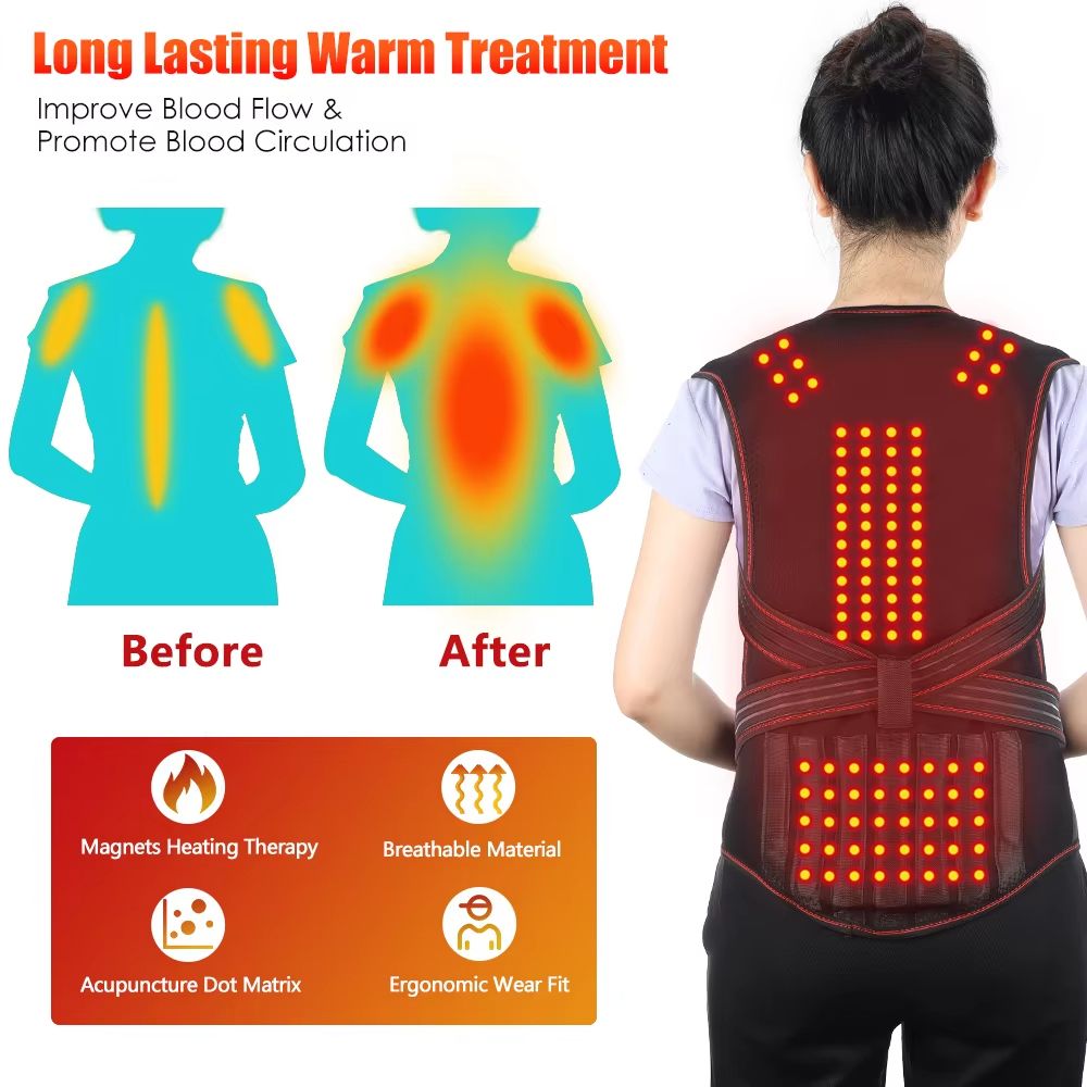 Tourmaline Magnetic Heated Vest  Self Heating Thermal Brace For Back Pain And Posture Support 1